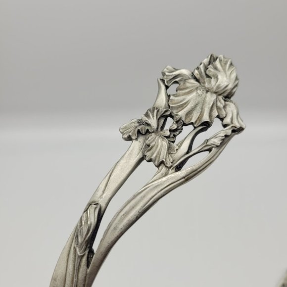 NIB Vintage 1994 Seagull Pewter Canada Sheffield England Iris Salad Serving Set - Picture 8 of 11